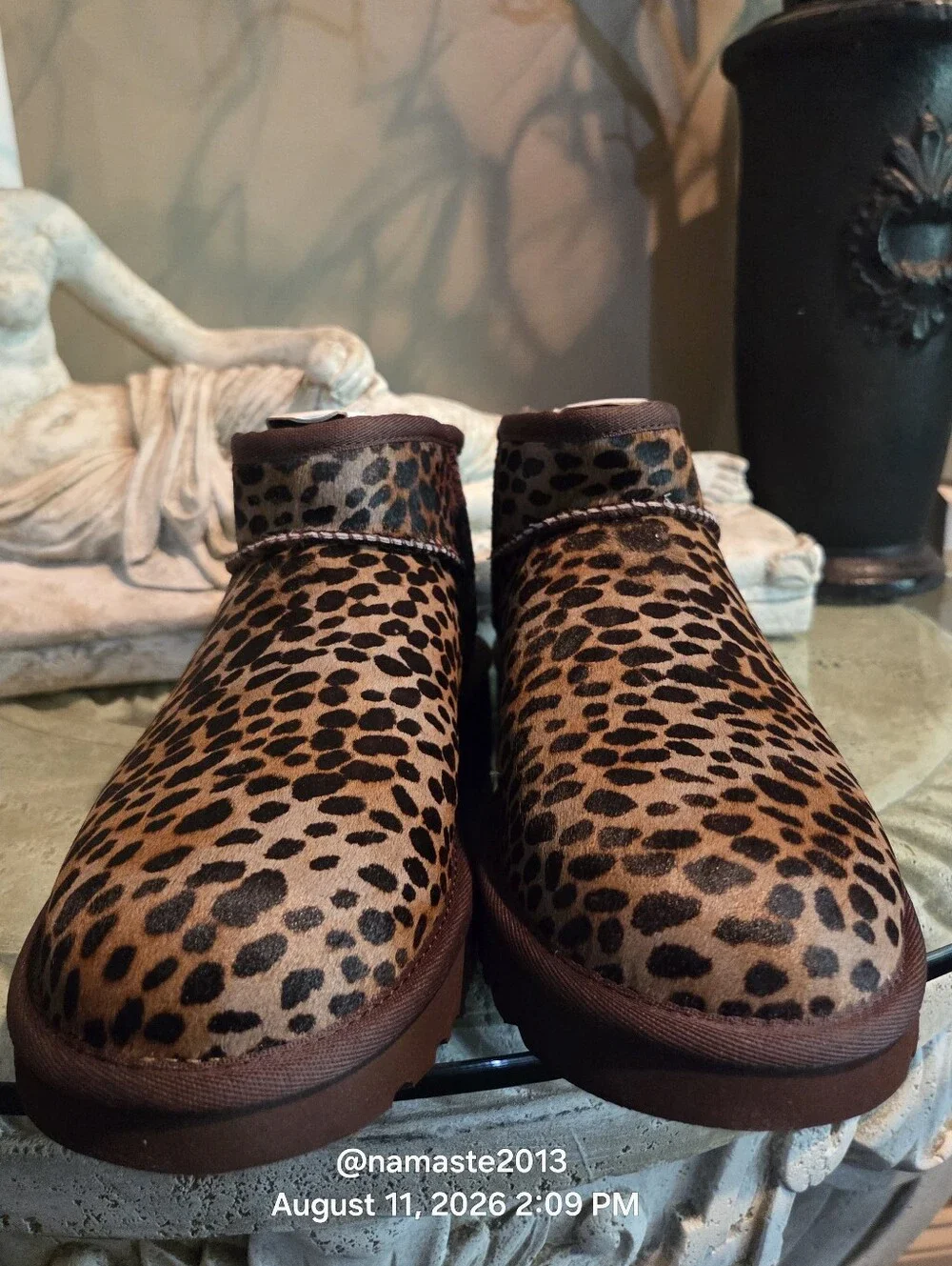 Ugg Classic Ultra Mini Caspian Boot Leopard Print Calf Hair Designer #805